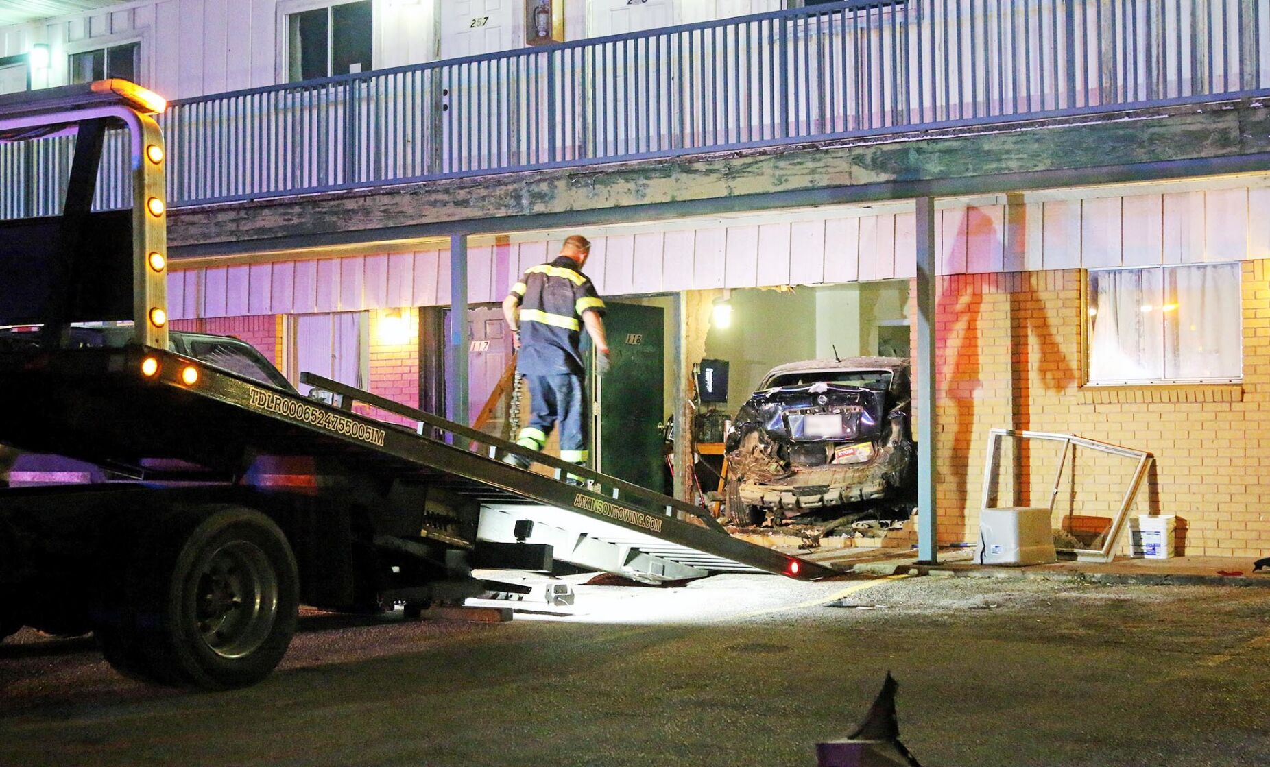 Car into motel room